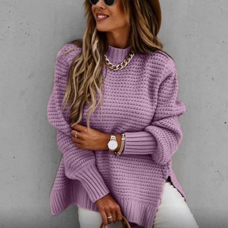Damski sweter z luźnym krojem i teksturowaną fakturą - 7 - Stylpuls