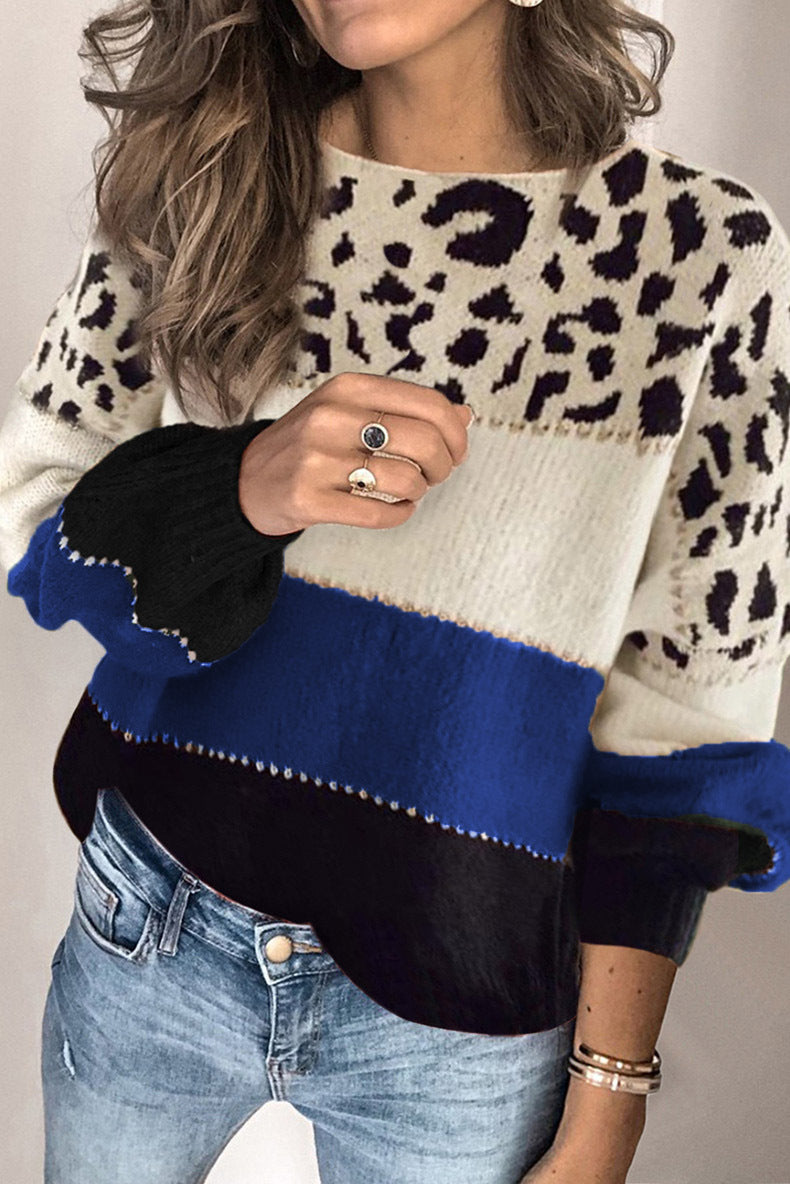 Sweter damski z luźnym krojem w panterkę i kolorowe pasy - 10 - Stylpuls