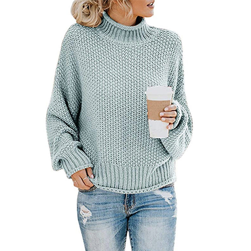 Damski sweter z golfem w grubym splocie - 2 - Stylpuls