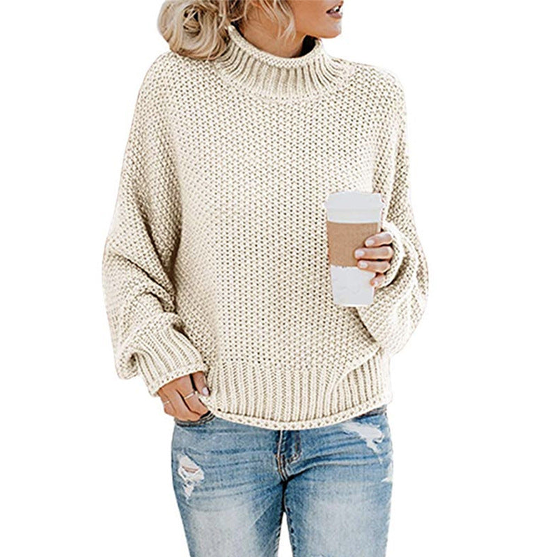 Damski sweter z golfem w grubym splocie - 3 - Stylpuls