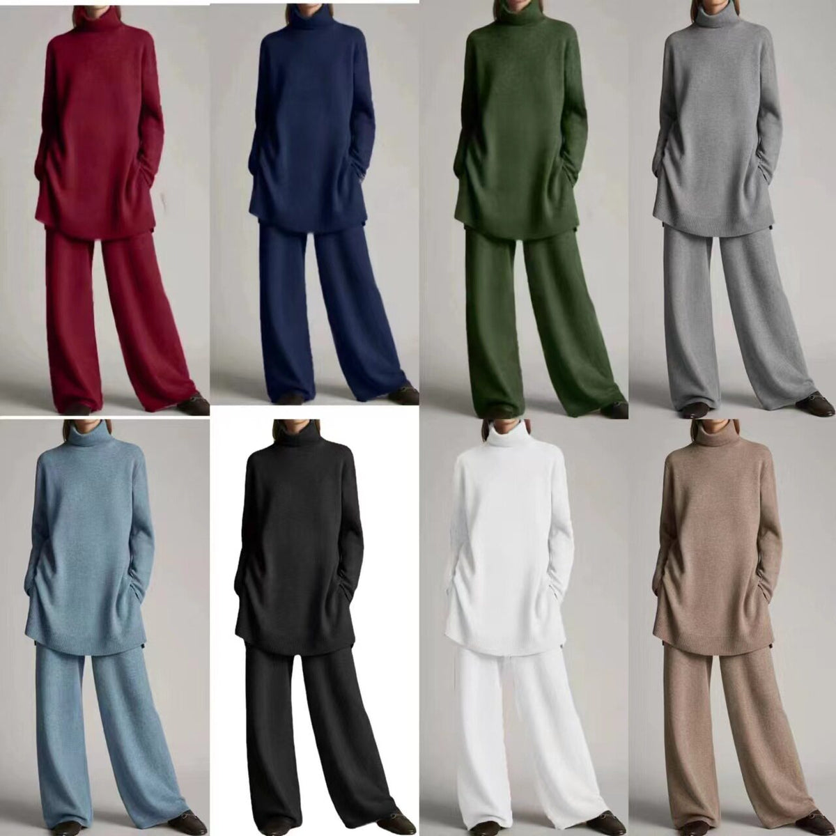 Women's Lounge Set with Turtleneck and Wide-Leg Trousers | M&B - 3 - Modern britwear