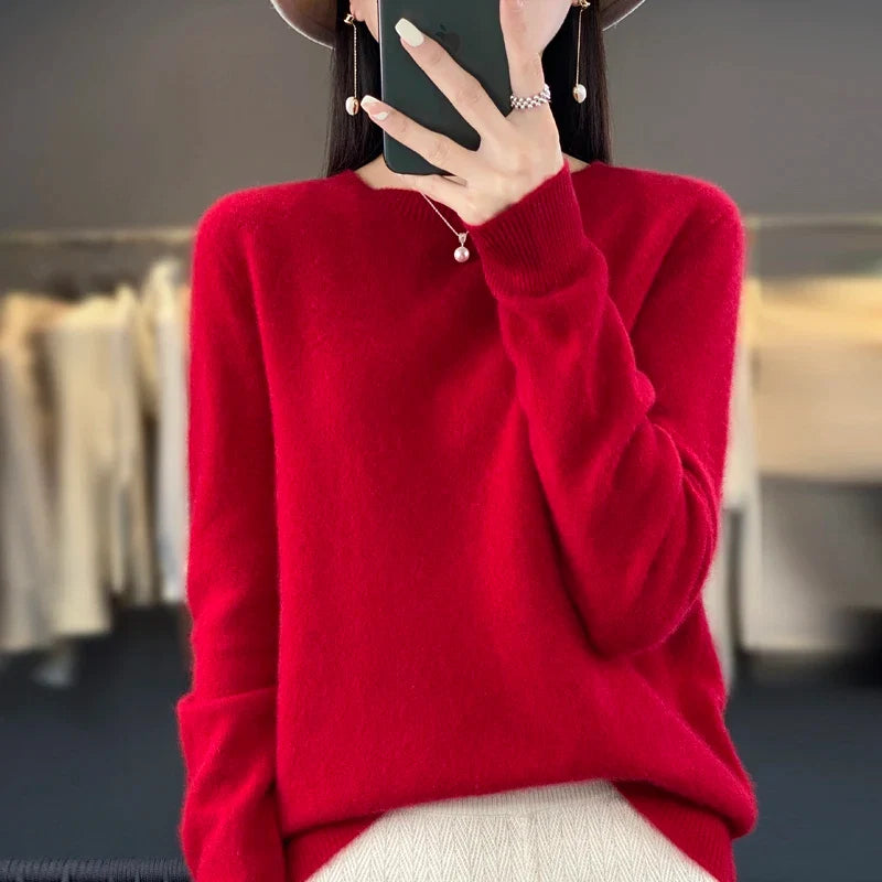 Pullover damski – Luźny krój z miękką fakturą - 6 - Stylpuls