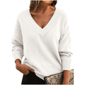 Pullover damski z dekoltem V i luźnym fasonem - 1 - Stylpuls