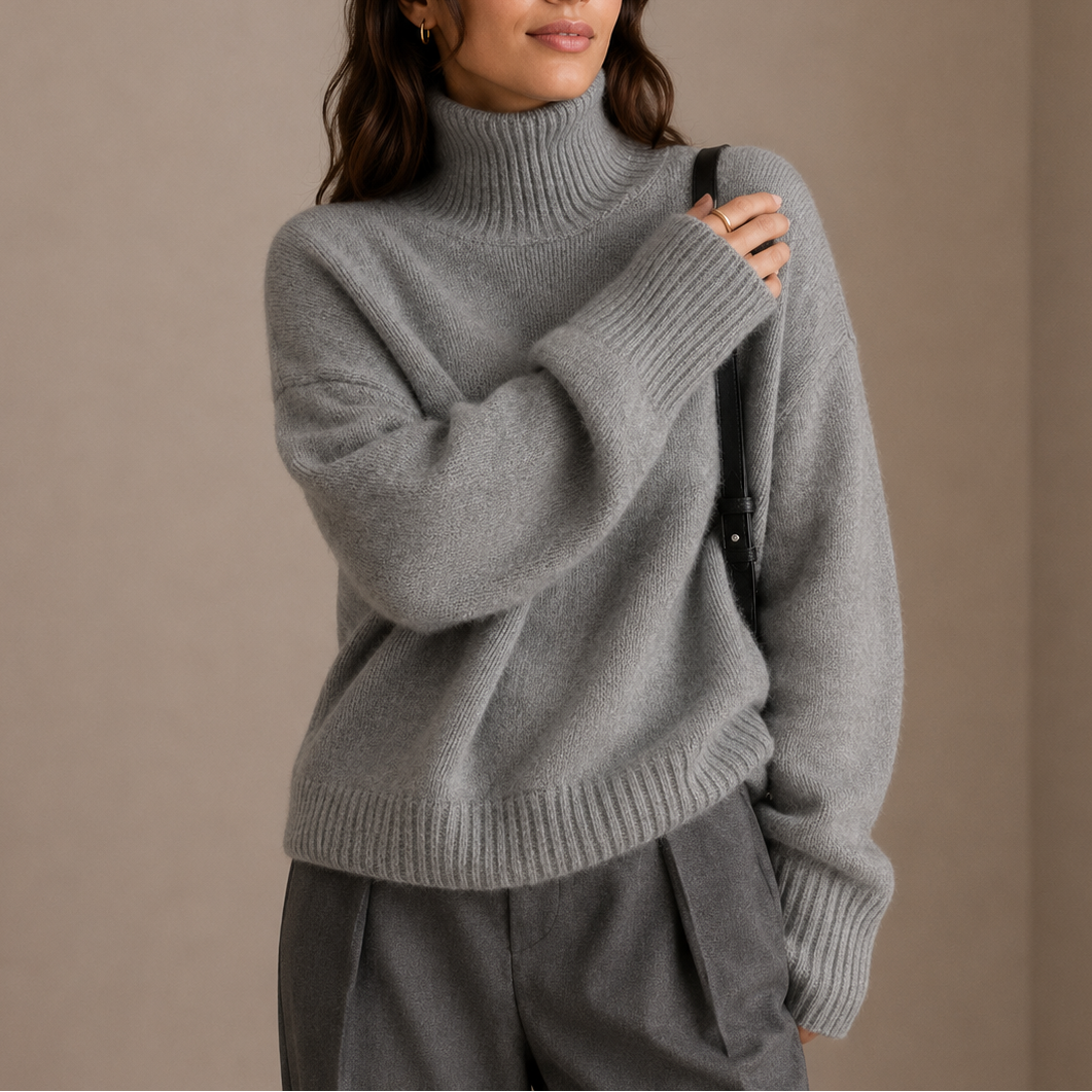 Pullover damski z golfem w stylu oversize - 1 - Stylpuls