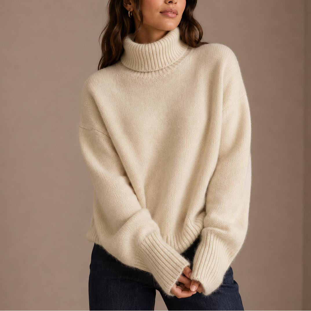 Pullover damski z golfem w stylu oversize - 3 - Stylpuls