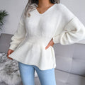 Pullover damski z dekoltem w serek i peplum | S&P - 5 - Stylpuls