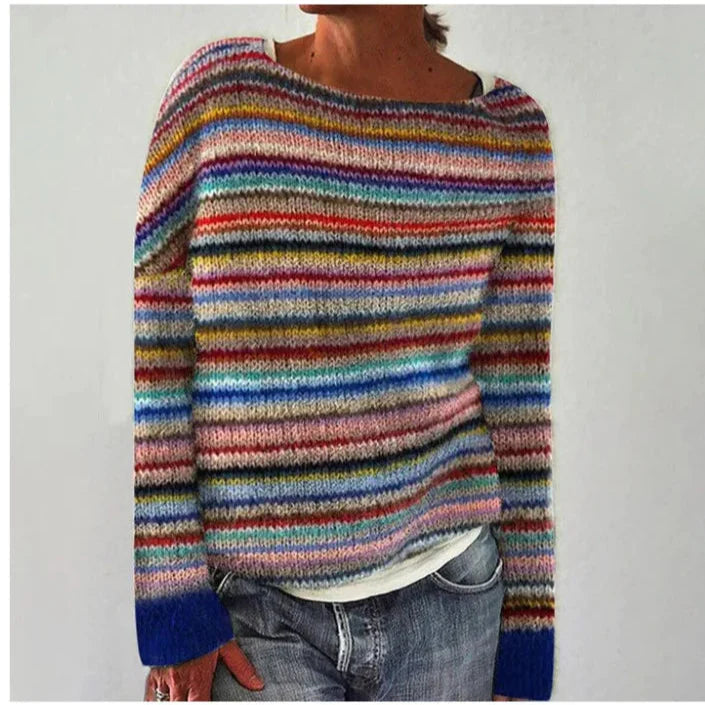 Sweter damski z kolorowym wzorem i luźnym krojem - 3 - Stylpuls