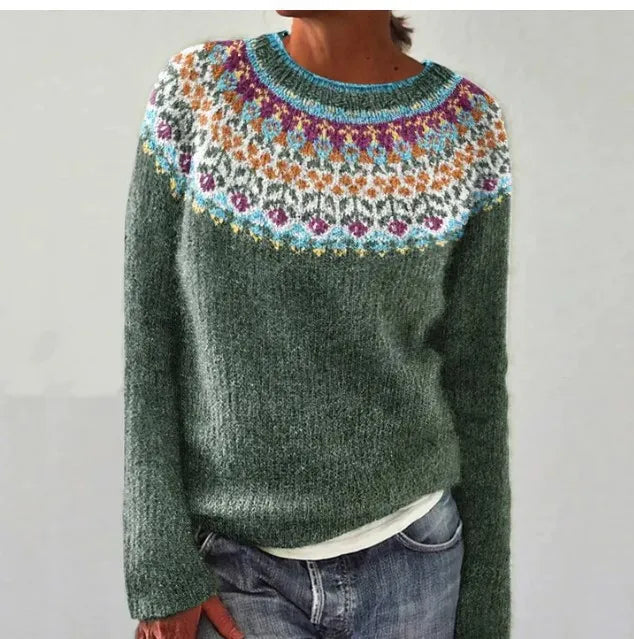 Sweter damski z kolorowym wzorem i luźnym krojem - 4 - Stylpuls
