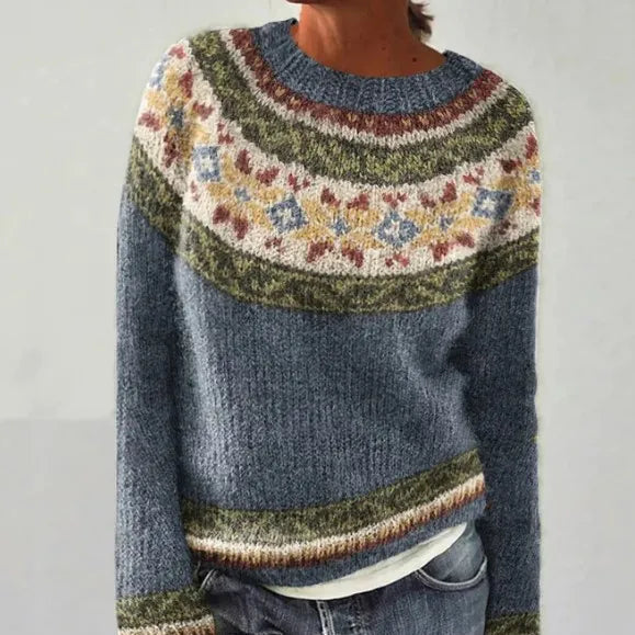 Sweter damski z kolorowym wzorem i luźnym krojem - 5 - Stylpuls
