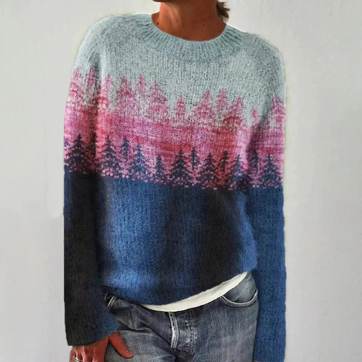 Sweter damski z kolorowym wzorem i luźnym krojem - 6 - Stylpuls