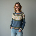 Sweter damski z kolorowym wzorem i luźnym krojem - 1 - Stylpuls