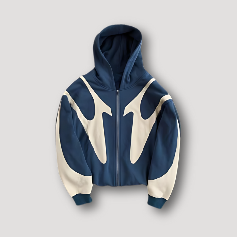 Hoodie damski z kapturem, kontrastowe detale, luźny krój - 1 - Stylpuls