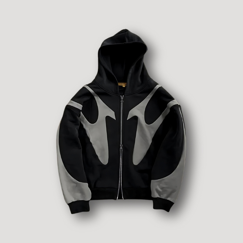 Hoodie damski z kapturem, kontrastowe detale, luźny krój - 2 - Stylpuls