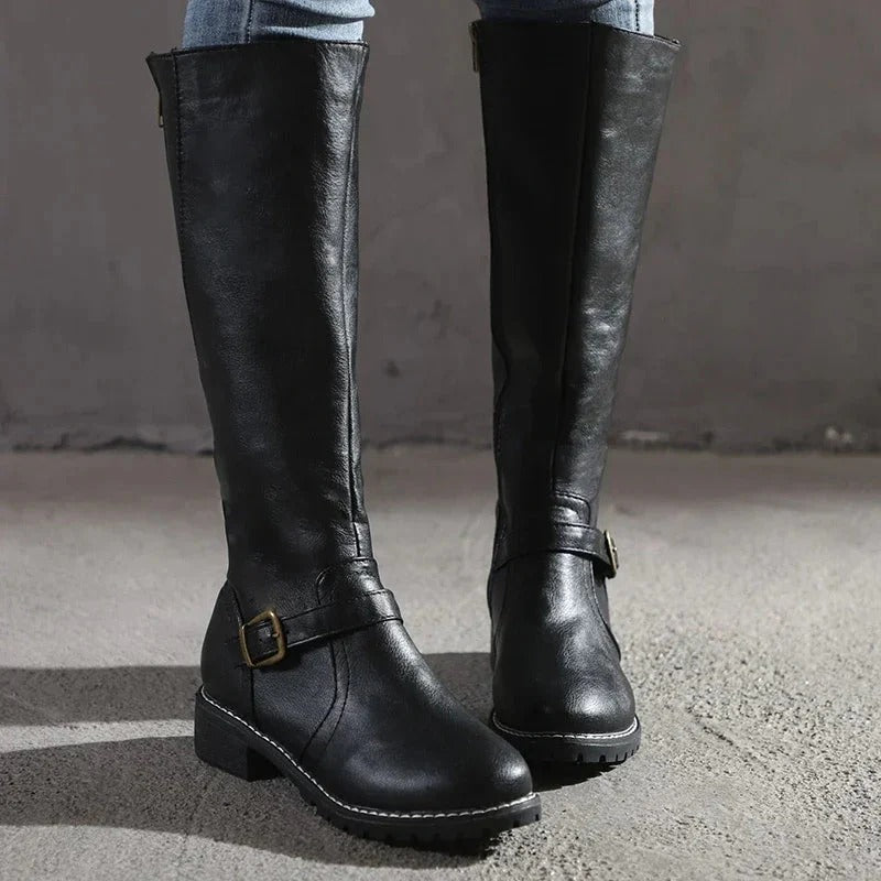 Damskie buty do kolan z klamrą i solidną podeszwą - 3 - Stylpuls