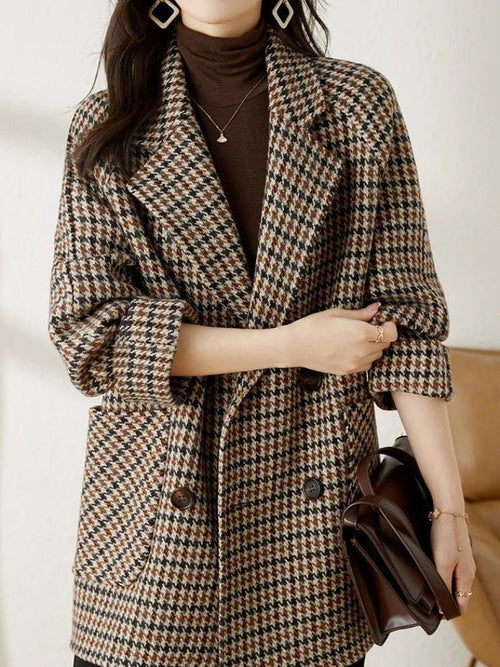 Blazer damski oversize w kratę - 1 - Stylpuls