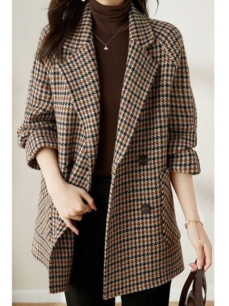 Blazer damski oversize w kratę - 5 - Stylpuls