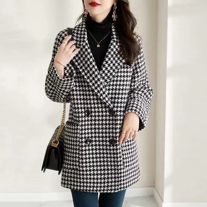 Blazer damski oversize w kratę - 7 - Stylpuls