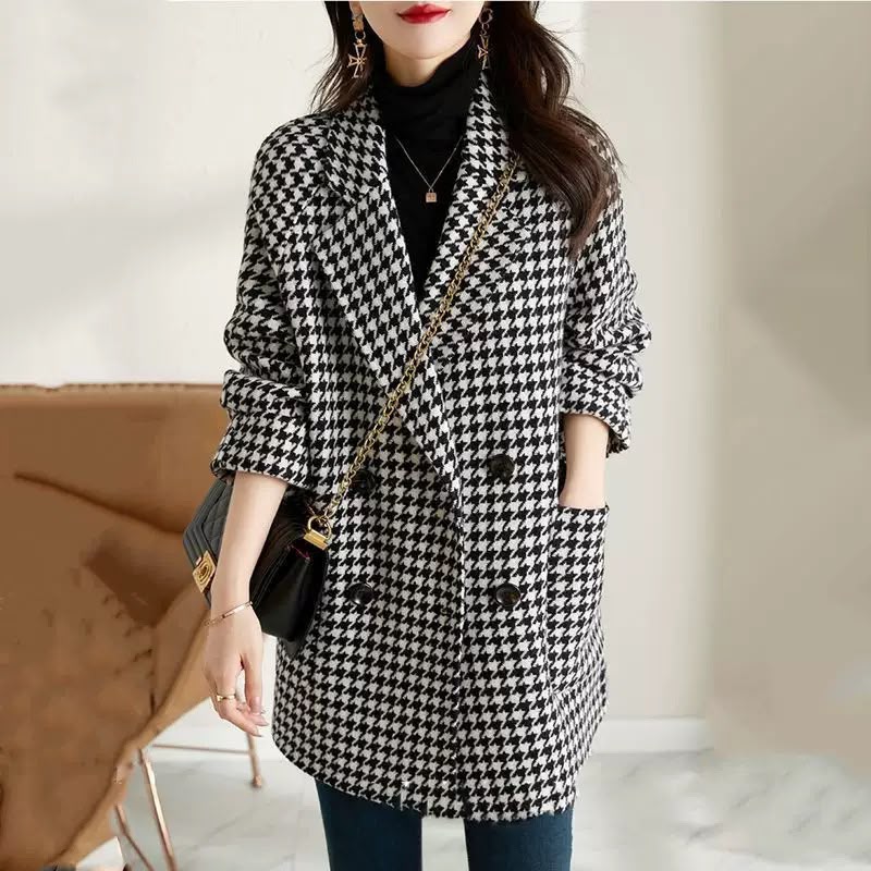 Blazer damski oversize w kratę - 8 - Stylpuls