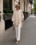 Damski pullover oversize z długim rękawem i okrągłym dekoltem - 1 - Stylpuls