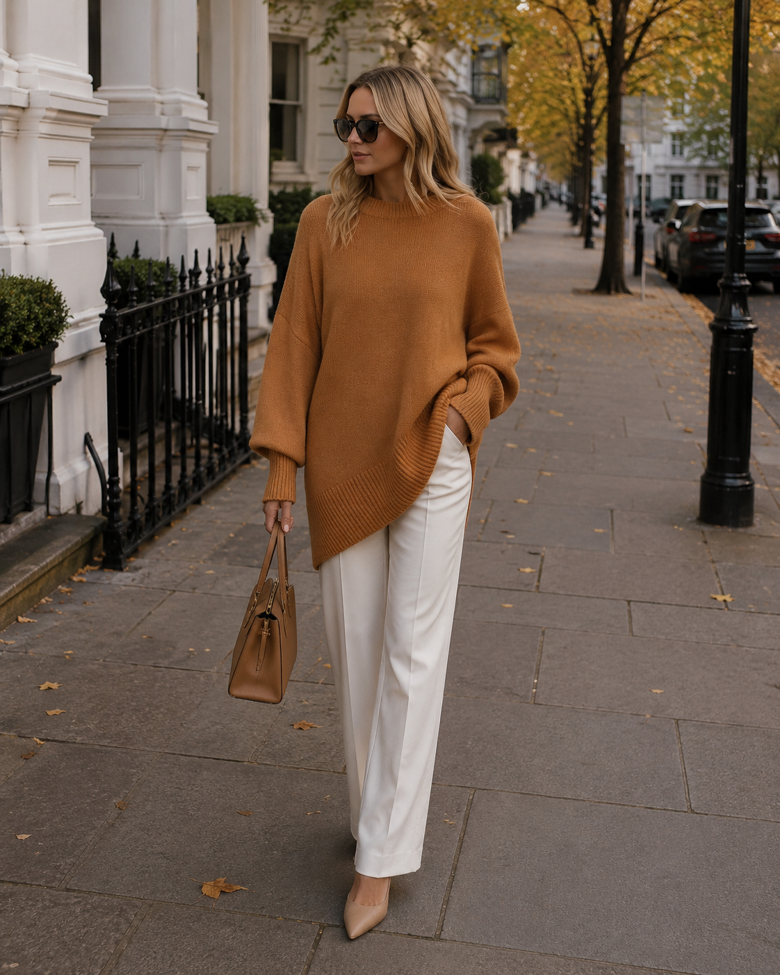 Damski pullover oversize z długim rękawem i okrągłym dekoltem - 2 - Stylpuls
