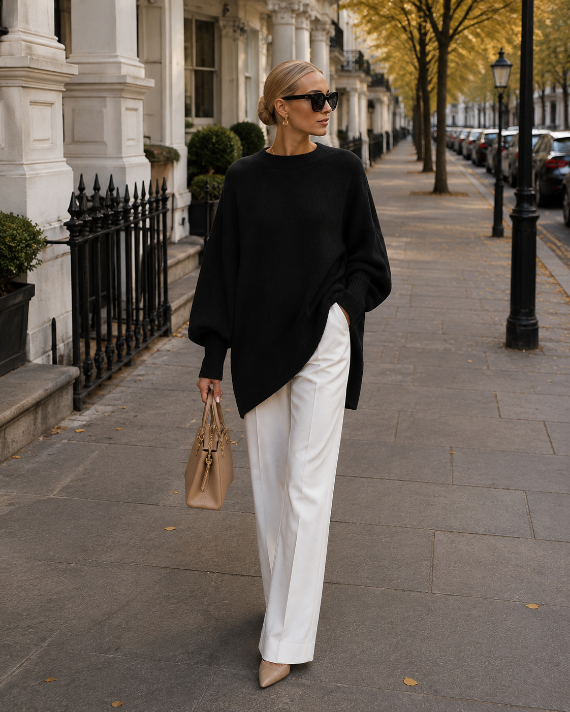 Damski pullover oversize z długim rękawem i okrągłym dekoltem - 4 - Stylpuls