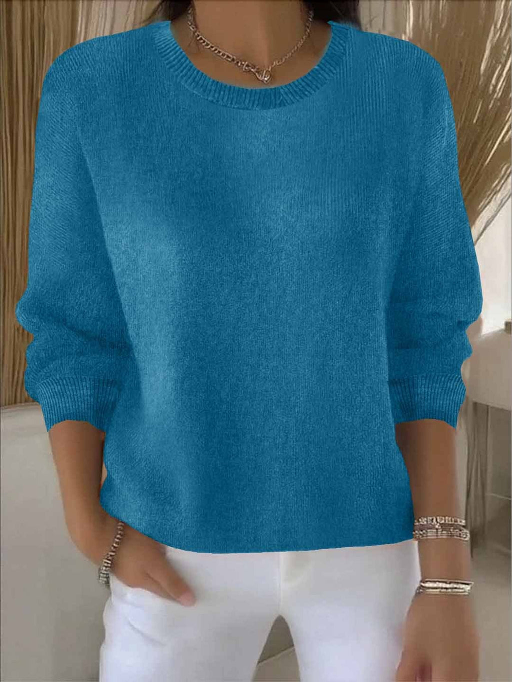 Pullover Damski z luźnym krojem i klasycznym dekoltem - 3 - Stylpuls