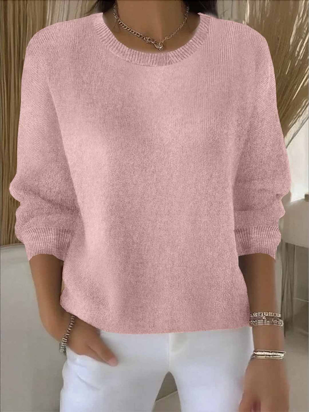Pullover Damski z luźnym krojem i klasycznym dekoltem - 4 - Stylpuls