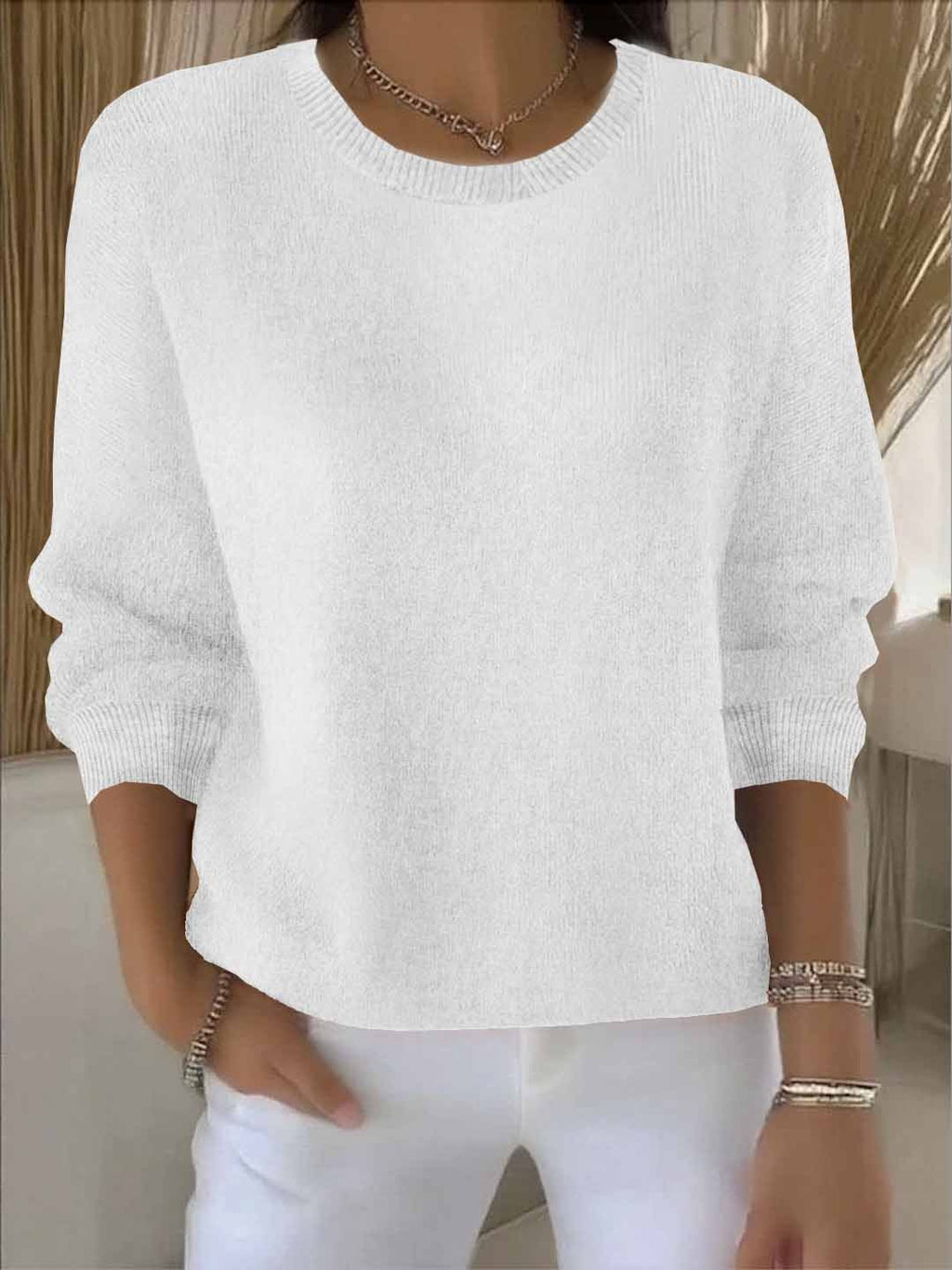 Pullover Damski z luźnym krojem i klasycznym dekoltem - 5 - Stylpuls