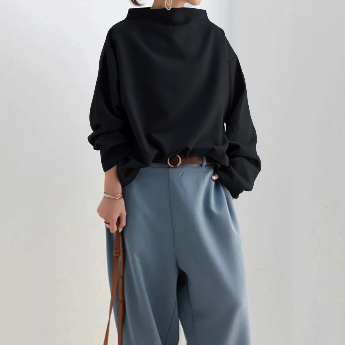 Damski Elegancki Sweter z Dekoltem Kopertowym i Luźnym Krojem | S&P