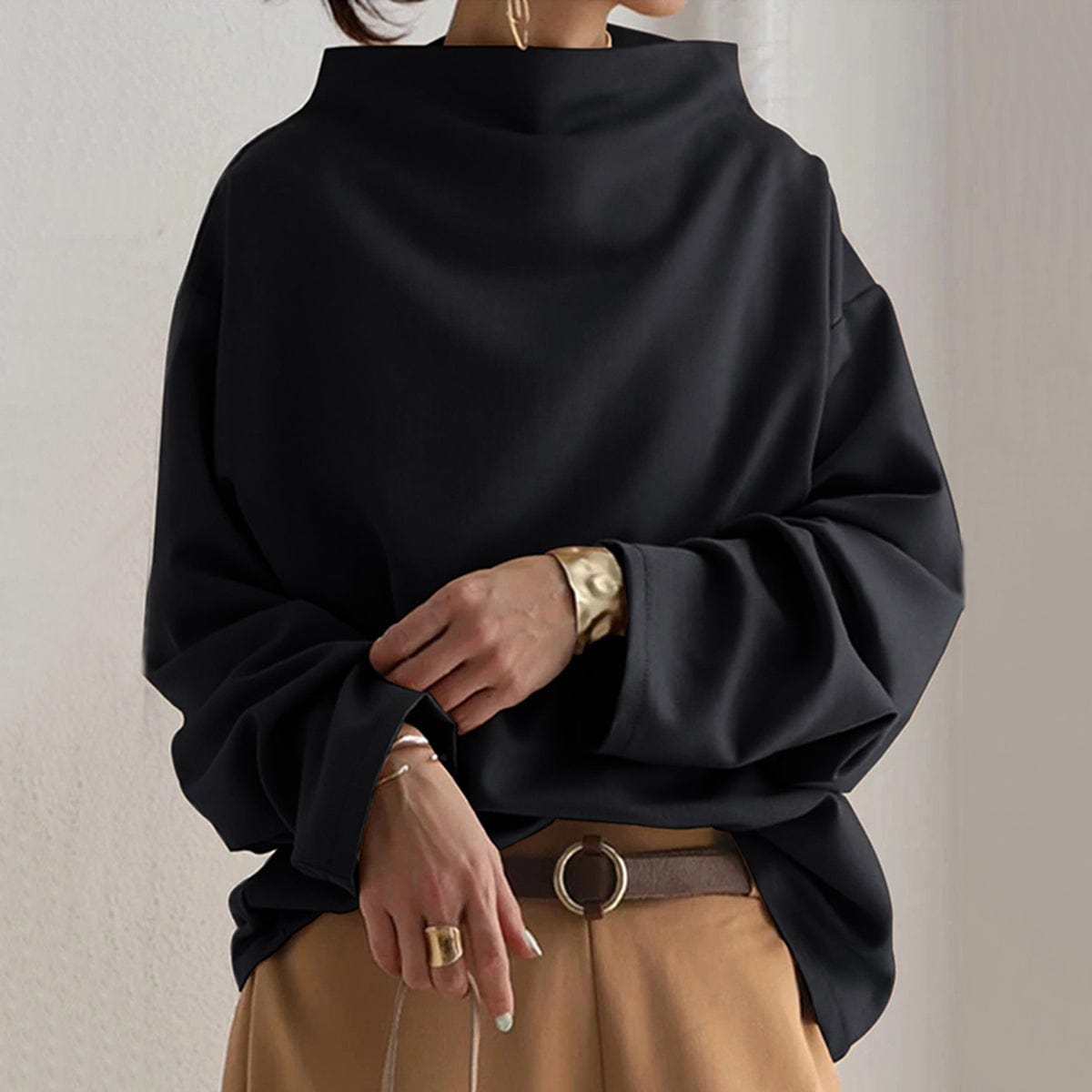 Damski Elegancki Sweter z Dekoltem Kopertowym i Luźnym Krojem | S&P
