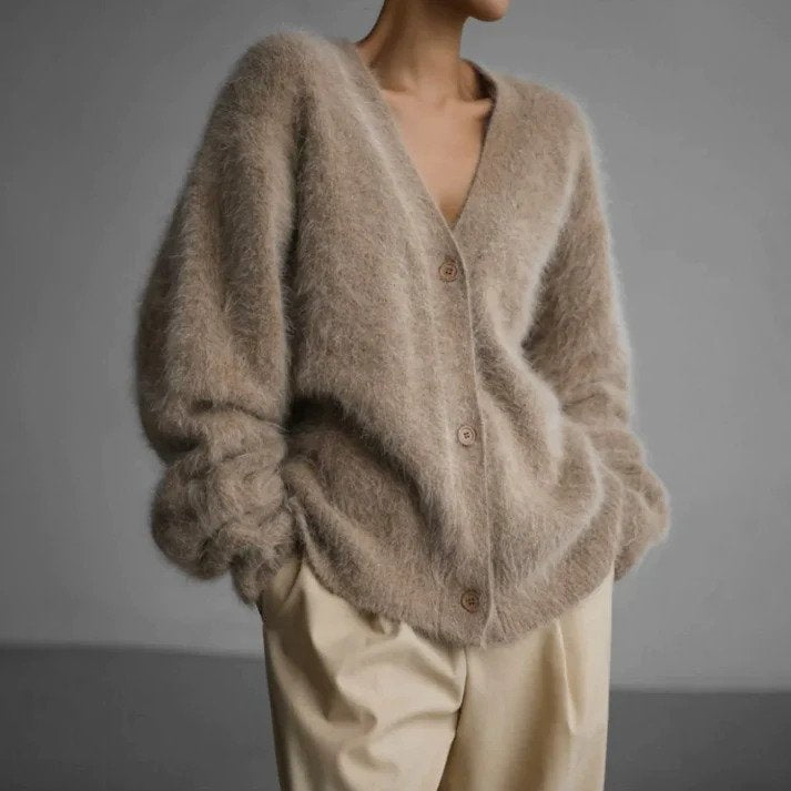 Cardigan Women's Soft Textured Knit with Button Closure - Image 1