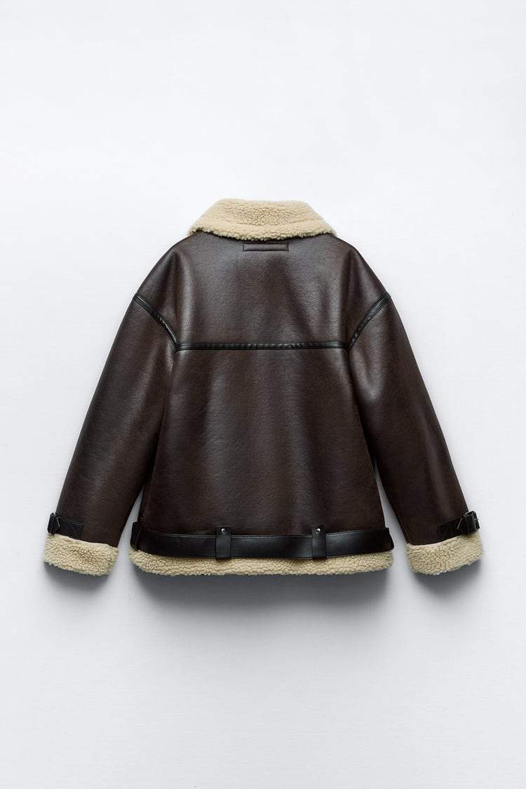 Shearling Jacket Women's with Zip Closure and Relaxed Fit - Image 5