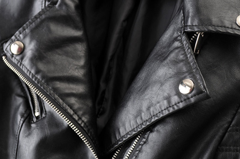 Biker Jacket Women's Cropped Fit with Zip Closure - Image 4